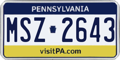 PA license plate MSZ2643