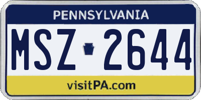 PA license plate MSZ2644