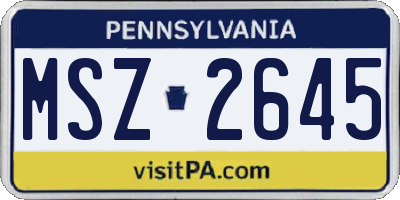 PA license plate MSZ2645