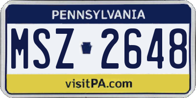 PA license plate MSZ2648