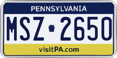 PA license plate MSZ2650