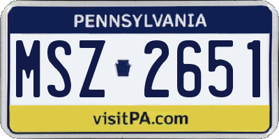 PA license plate MSZ2651