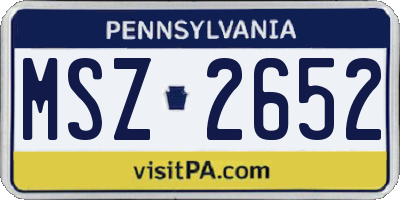 PA license plate MSZ2652