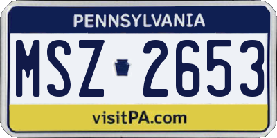 PA license plate MSZ2653