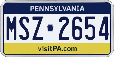 PA license plate MSZ2654