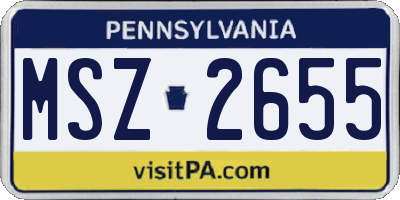 PA license plate MSZ2655