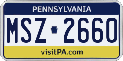 PA license plate MSZ2660