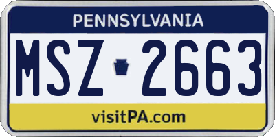 PA license plate MSZ2663