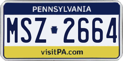 PA license plate MSZ2664