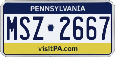 PA license plate MSZ2667
