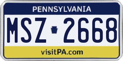PA license plate MSZ2668