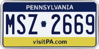 PA license plate MSZ2669