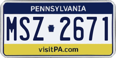 PA license plate MSZ2671