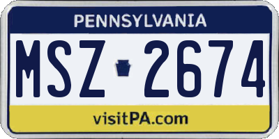 PA license plate MSZ2674