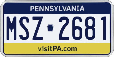 PA license plate MSZ2681