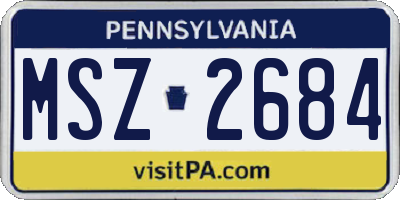 PA license plate MSZ2684