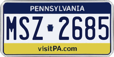 PA license plate MSZ2685