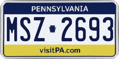 PA license plate MSZ2693