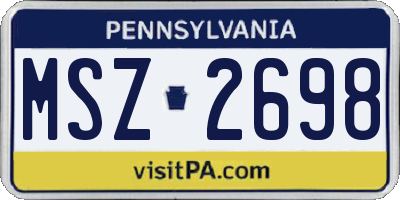 PA license plate MSZ2698