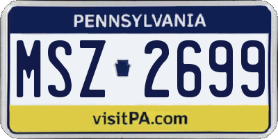 PA license plate MSZ2699