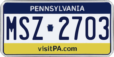PA license plate MSZ2703