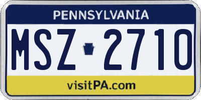 PA license plate MSZ2710