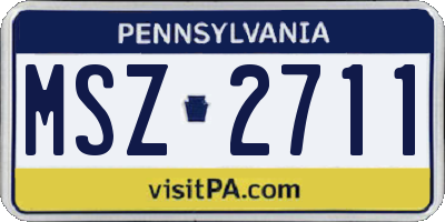 PA license plate MSZ2711