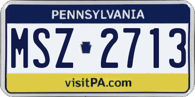 PA license plate MSZ2713