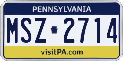 PA license plate MSZ2714