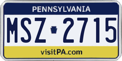 PA license plate MSZ2715