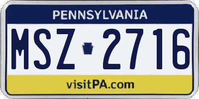 PA license plate MSZ2716