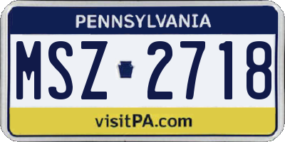 PA license plate MSZ2718