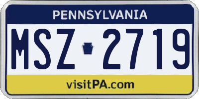 PA license plate MSZ2719