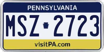 PA license plate MSZ2723