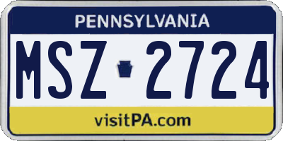 PA license plate MSZ2724