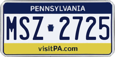 PA license plate MSZ2725