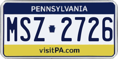 PA license plate MSZ2726