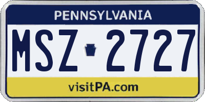 PA license plate MSZ2727