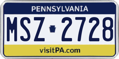 PA license plate MSZ2728