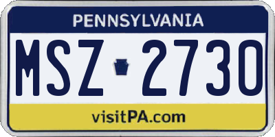 PA license plate MSZ2730