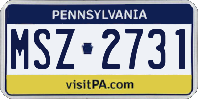 PA license plate MSZ2731
