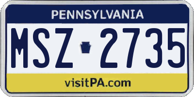 PA license plate MSZ2735