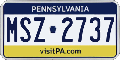 PA license plate MSZ2737