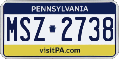 PA license plate MSZ2738