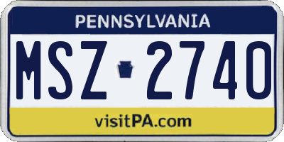 PA license plate MSZ2740