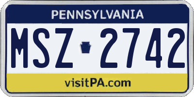 PA license plate MSZ2742