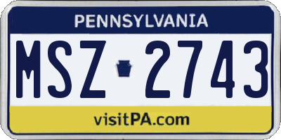 PA license plate MSZ2743