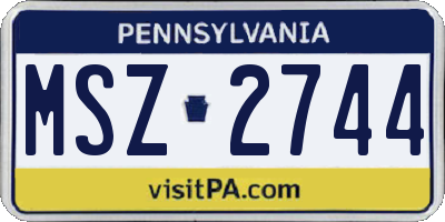PA license plate MSZ2744