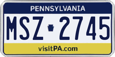 PA license plate MSZ2745