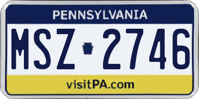 PA license plate MSZ2746